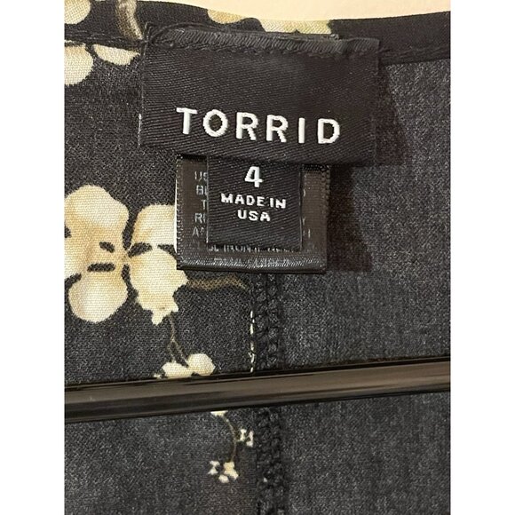 Torrid Floral V-Neck front Zip Up Down Kimono & Poncho Cape Size 4 - Picture 2 of 14